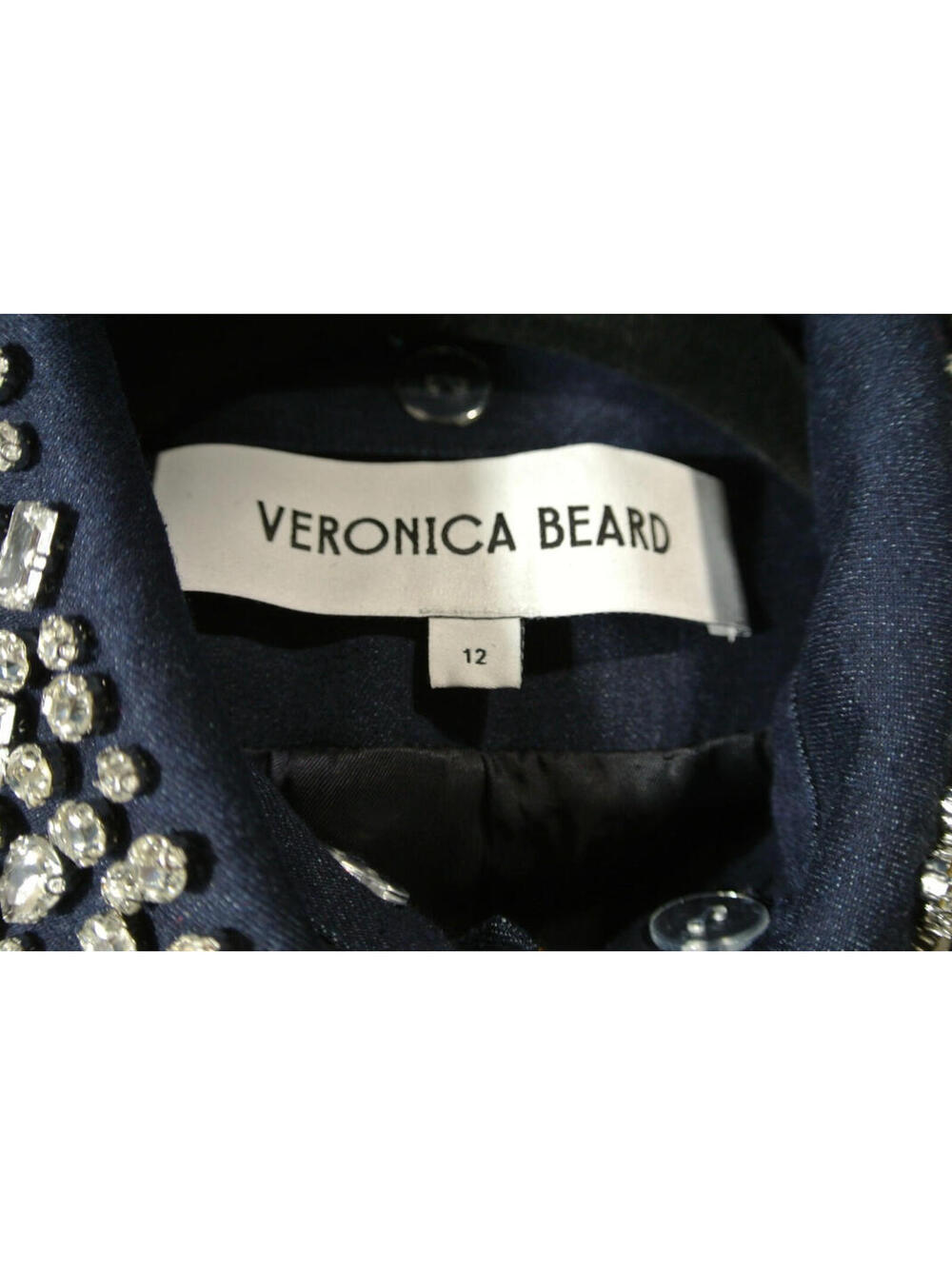 NEW, Veronica Beard Barrington Denim Embellished Jacket Sz 12 #SJ2300 - Picture 8 of 11